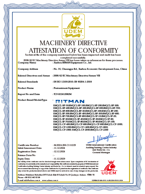 &Ouml;n Arıtma Ekipmanları CE Belgesi