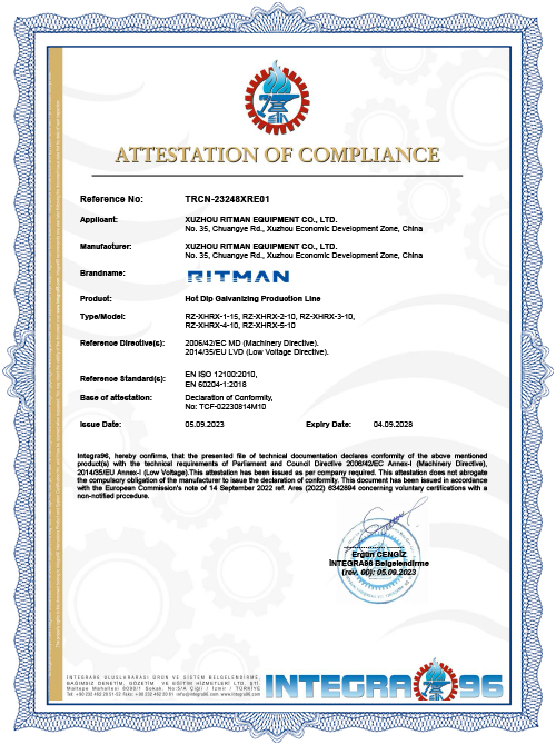 Kaplama Hattı CE Belgesi