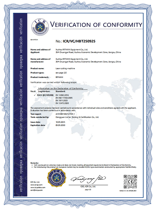 Lazer Kesim Makinesi Cila Versiyonu Avrupa Sertifikası